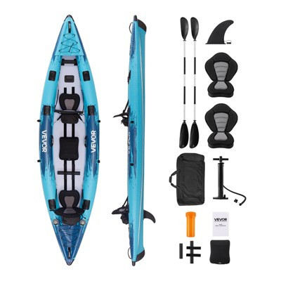 VEVOR Inflatable Kayak, 2-Person Inflatable Recreational Kayak 700LBS Capacity, Leak&Puncture-Resistant with Padded Seat, PVC Drop-Stitch Floor,Blue | Target