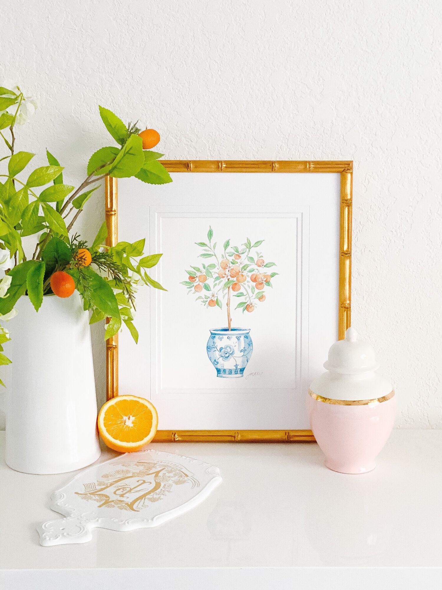 Ginger Jar Orange Tree Art Print — Simply Jessica Marie | Simply Jessica Marie