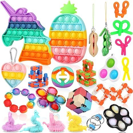 Fescuty Fidget Toys Pack Set Pop Fidgets Toy Sets Packs, Fidget Toys Pack Stress Relief and Anti-... | Amazon (US)
