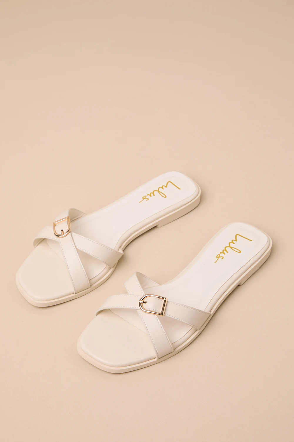 Heath Bone Buckle Slide Sandals | Lulus