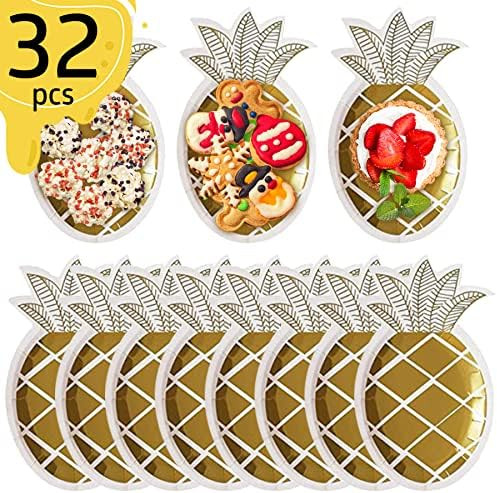 Pineapple Paper Plates - 32 PCS Gold Foil Pineapple Paper Plates Disposable Plates Tableware Set ... | Amazon (US)