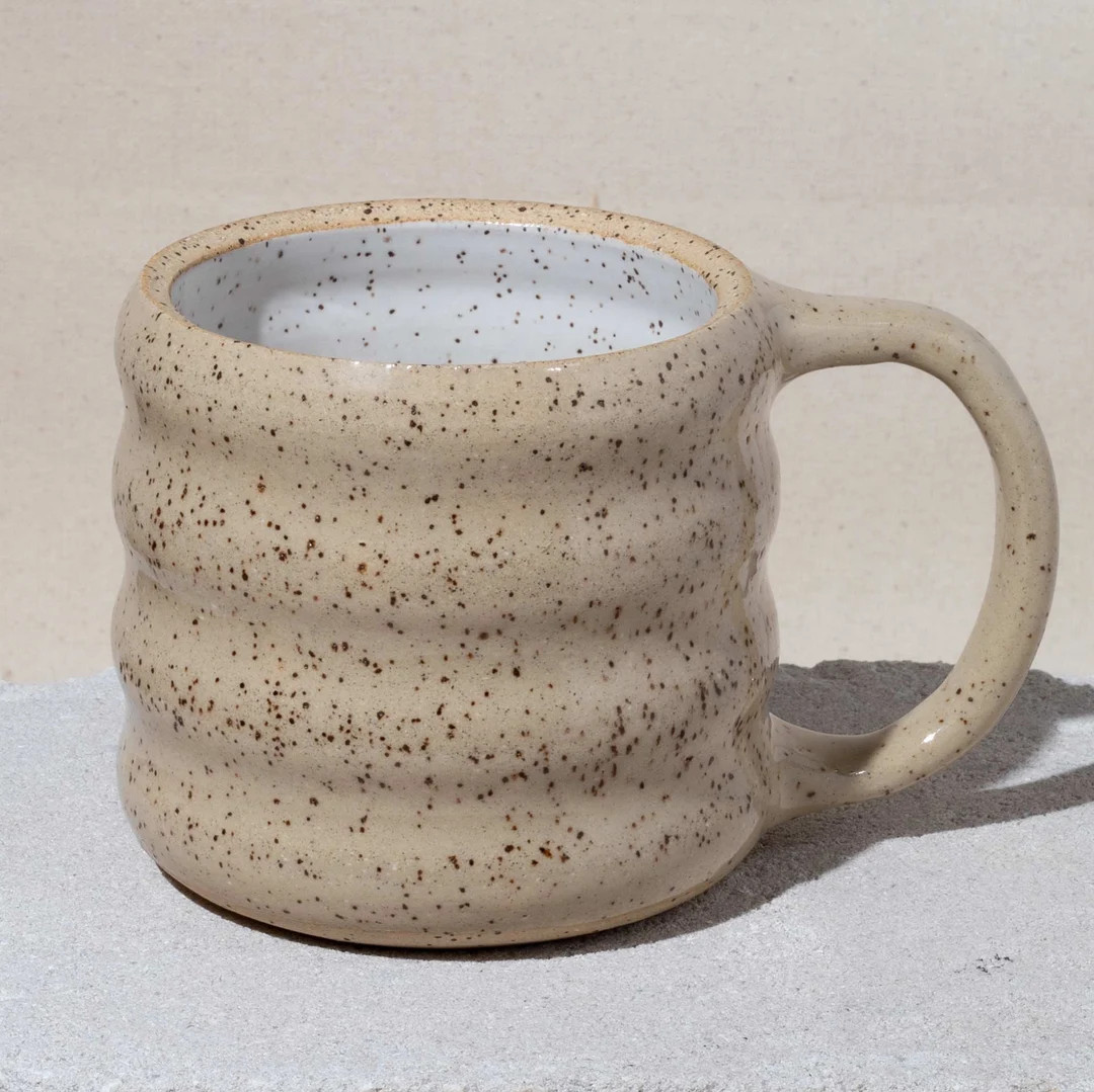 Speckled Wavy Mug Stoneware Mug Handmade Ceramic Wobbly - Etsy | Etsy (US)