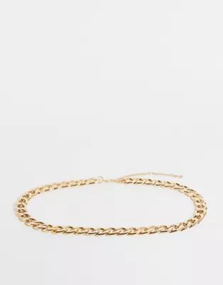 ASOS DESIGN chunky curb chain belt in gold | ASOS (Global)