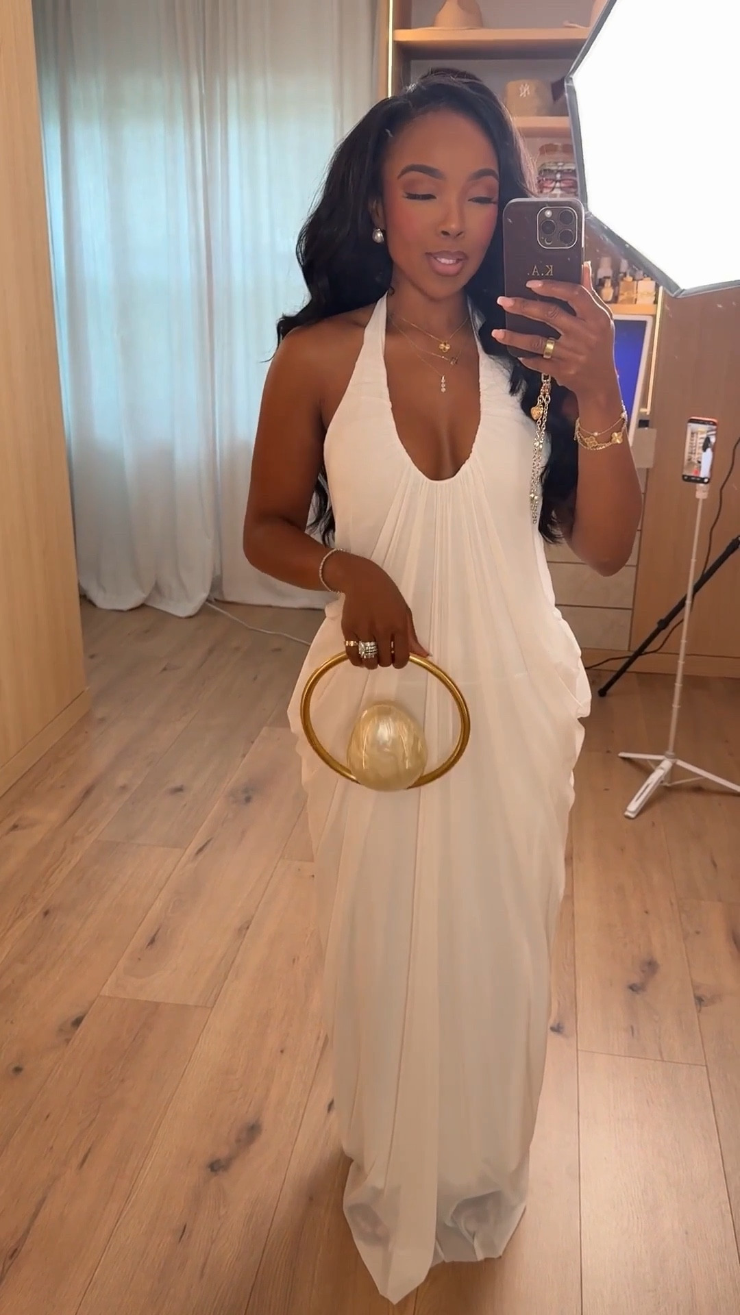 Scroll to shop!! This elegant white halter maxi dress styled with gold accessories is a timeless evening look that never goes out of style.

Perfect for weddings, vacation dinners, bridal events, summer parties, or special evening occasions.

#LTKPetite #LTKTravel #LTKWedding