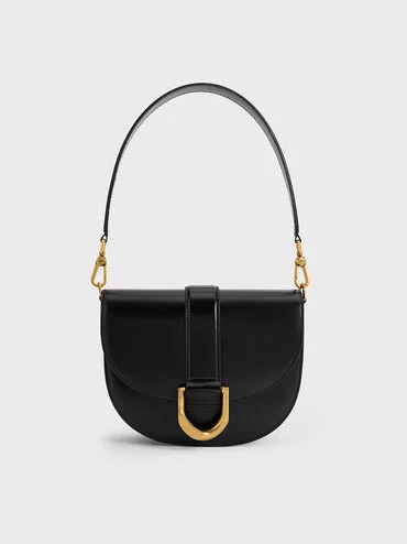 Black Gabine Leather Saddle Bag | CHARLES & KEITH | Charles & Keith US