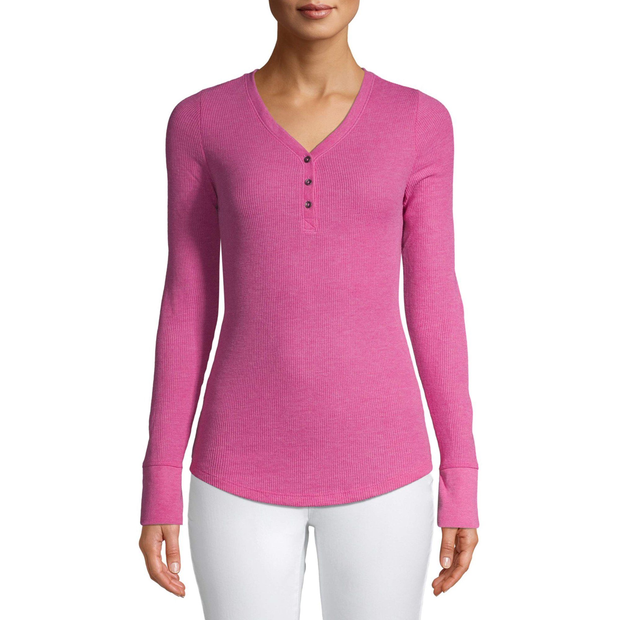 Time and Tru Women's Thermal Henley T-Shirt | Walmart (US)