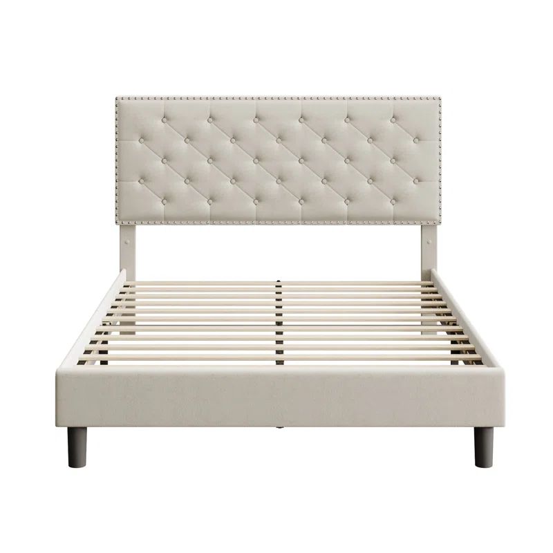 Emanuell Velvet Tufted Upholstered Bed Frame with Adjustable Headboard | Wayfair North America