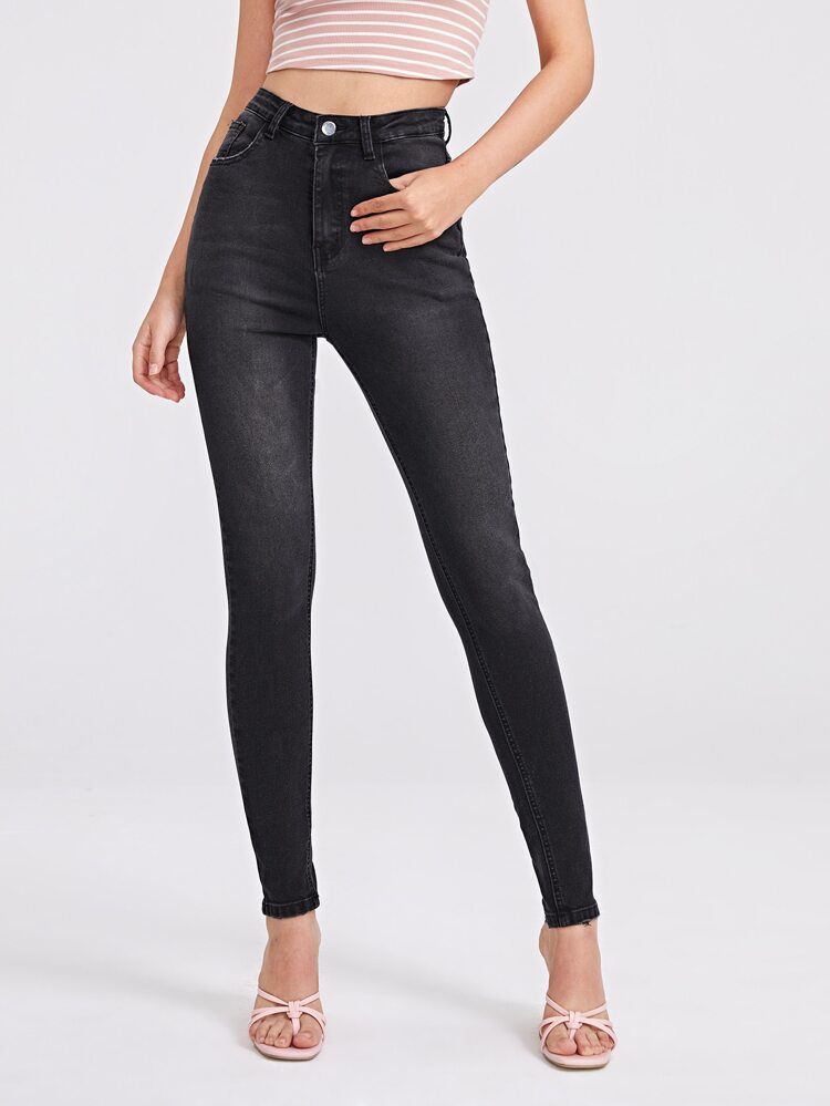 Zipper Fly High Waist Skinny Jeans | SHEIN