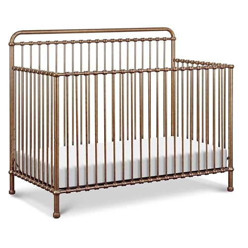 NAMESAKE Winston 4-in-1 Convertible Crib - GREENGUARD Gold Certified Metal Baby Crib Convertible to Toddler Bed, Daybed, Full Size Bed w/ 4 Mattress Heights - Vintage Gold Bedside Crib for Baby | Amazon (US)