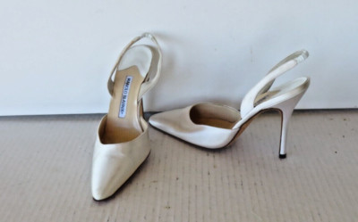 Manolo Blahnik Satin Silk Fabric Pumps Heels Mules Sandals Shoes Slide Sz 38 Vtg  | eBay | eBay US