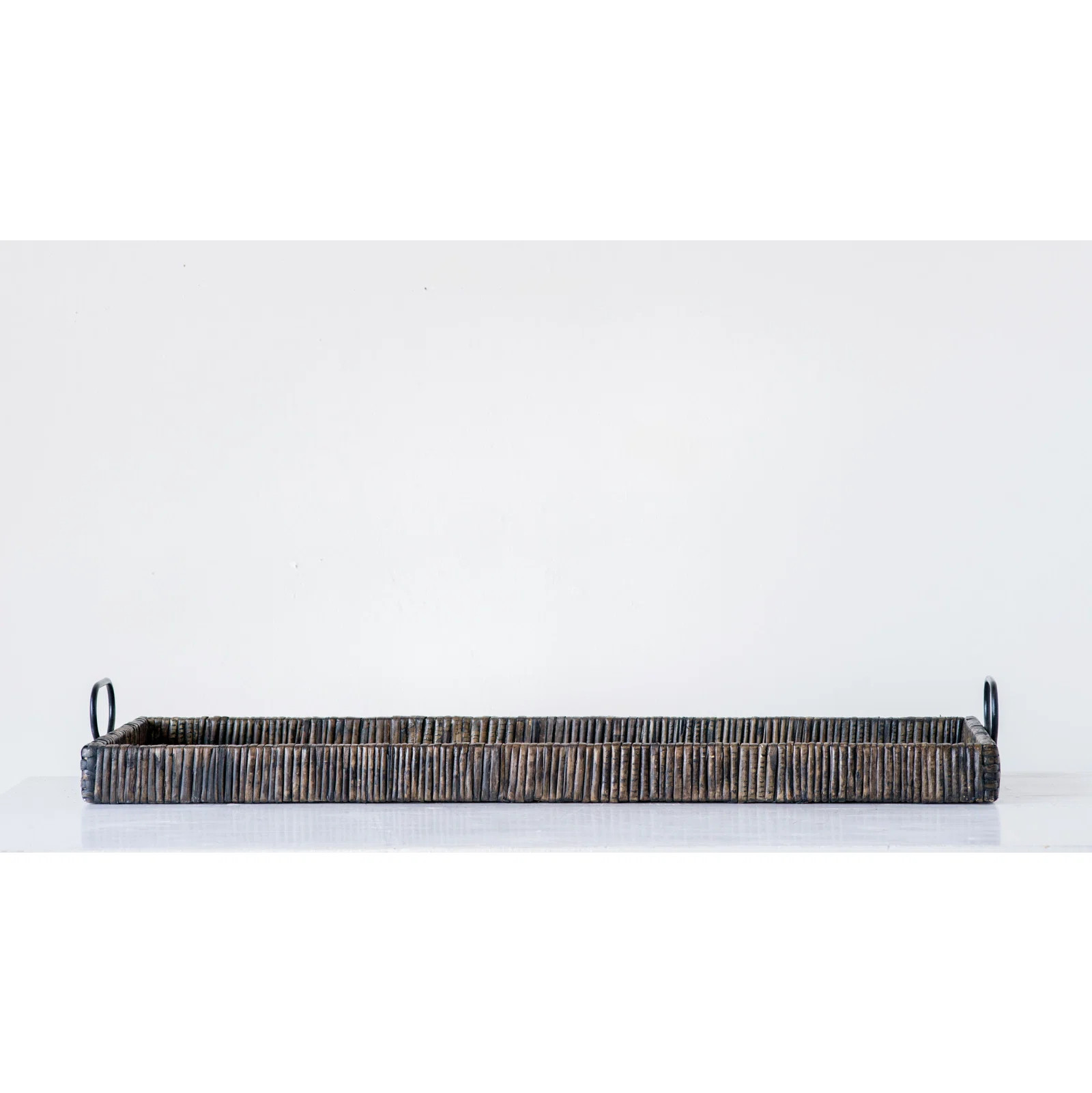 Hadley Oversize Decorative Rattan Tray with Metal Handles | Wayfair North America
