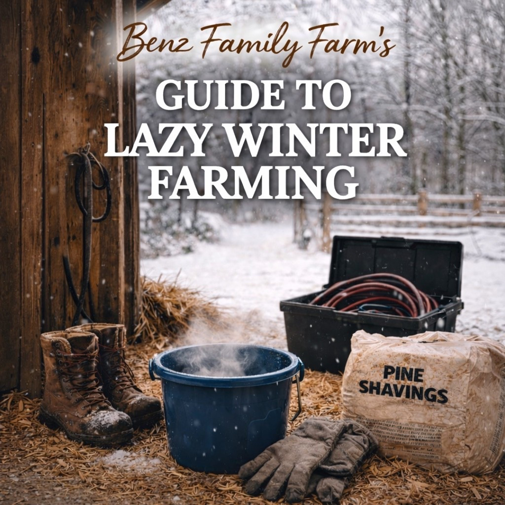 🐄 Benz Family Farms’ Guide to Lazy Winter Farming

Winter chores don’t need to be miserable — they just need better systems.

After too many mornings chipping ice, fighting frozen hoses, and freezing our hands, we switched to solutions that actually make winter farming tolerable.

✔ Heated waterers so there’s no ice to chip
✔ A setup that keeps hoses from freezing
✔ Warm gloves that make chores faster
✔ Bagged sawdust for easy, warm bedding (worth it for convenience)

This is the “work smarter, not harder” approach to winter farming — less frustration, fewer extra trips, and more time spent not freezing.

Everything we use to make winter chores easier is linked below 👇
🔗 Shop our Cold Weather Barn Must-Haves: https://www.shopltk.com/explore/Benz_Family_Farms/productsets/11f0f5806de66c0ca96f0242ac110024