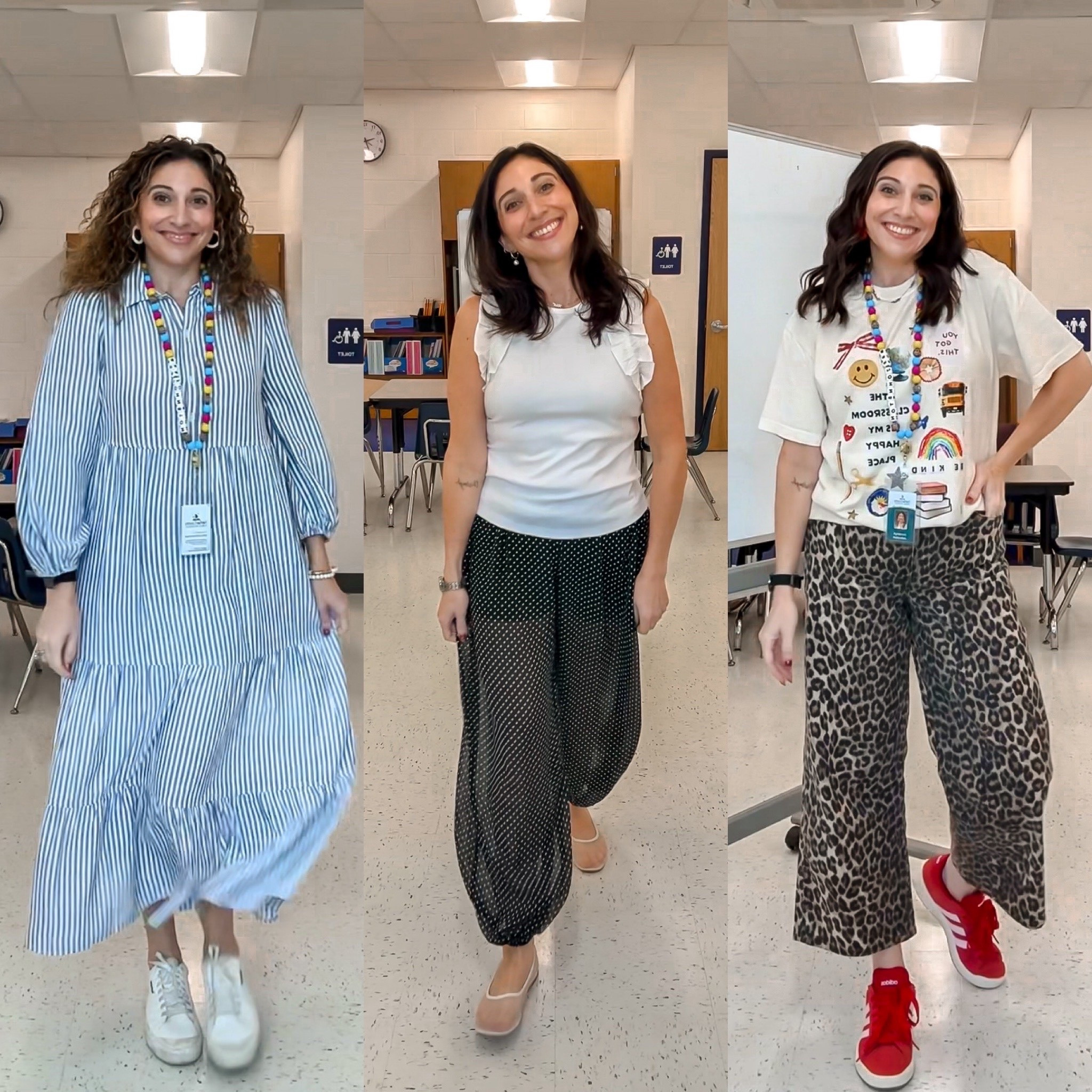 What I wore this week as a part time literacy teacher. Dress M / Tank M / Polka dot pants M / Tee L / Leopard Jeans 8 / all shoes tts

#LTKMidsize #LTKootd #LTKWorkwear