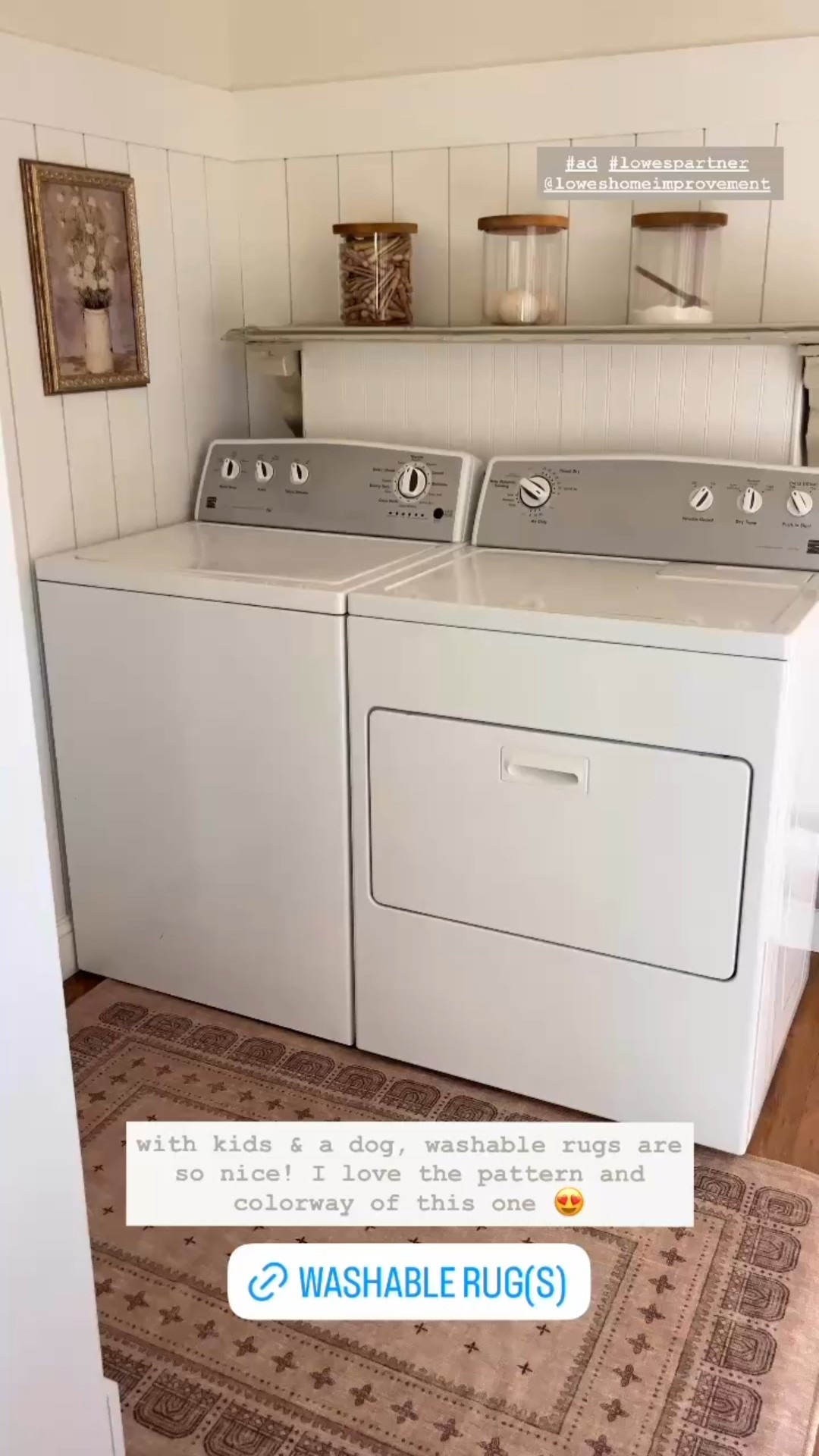 #ad #lowespartner @loweshomeimprovement favorite stylish washable rugs from
Lowe’s! We have the Beatrice 3 x 5 (ft) Flatweave Tan Rectangular Indoor Medallion
Vintage rug. I love the combo of warm and cool tones and the two-system design makes washing & changing styles easy! 

#LTKHome