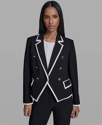 KARL LAGERFELD PARIS Women's Framed Notch-Collar Jacket - Macy's | Macy's
