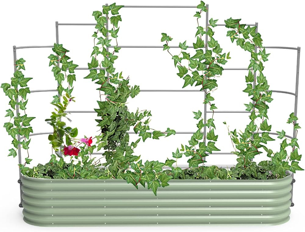 Vego garden Modular Wall Trellis System, Five Section 8' Long for 2.0' x 8.0' (9 in 1) Garden Bed... | Amazon (US)