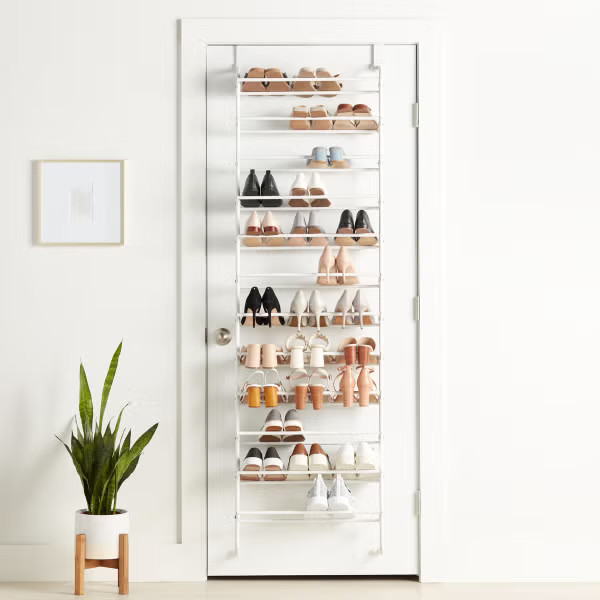 White 12-Tier Over the Door Shoe Rack | The Container Store