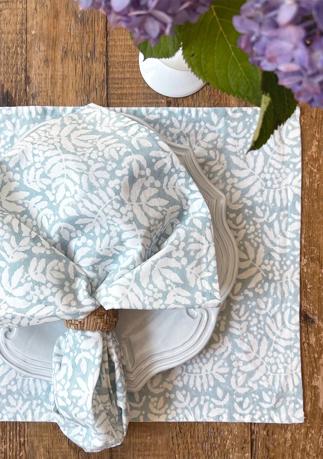 Gathered Garden Napkins in Dream Blue - Set of 4 | Christina Dickson Home