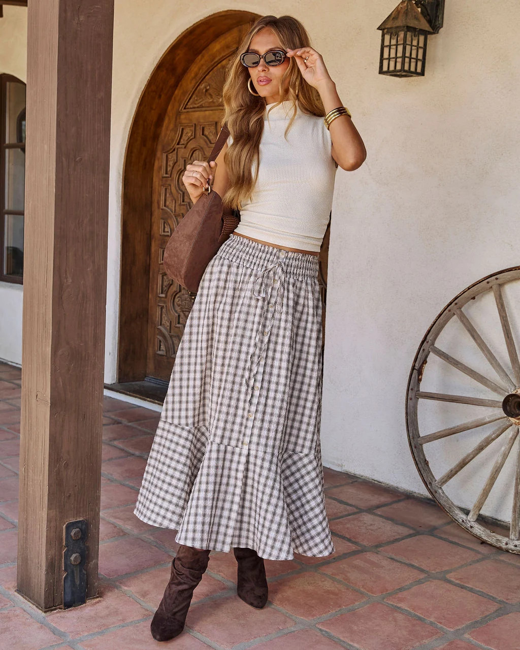 Almost Noon Plaid Midi Skirt | VICI