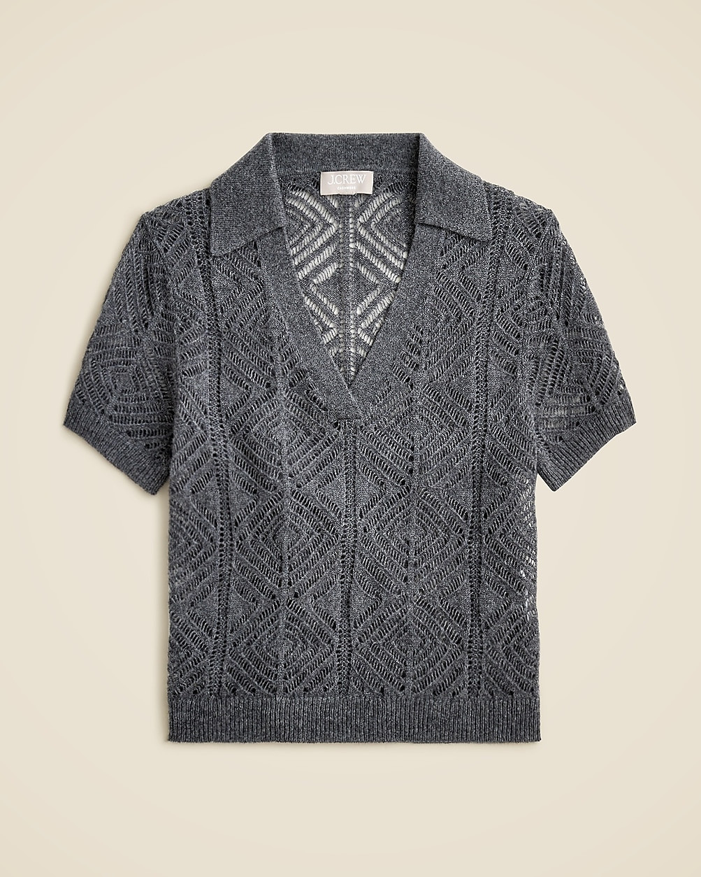 Cashmere lace pointelle sweater-polo | J. Crew US