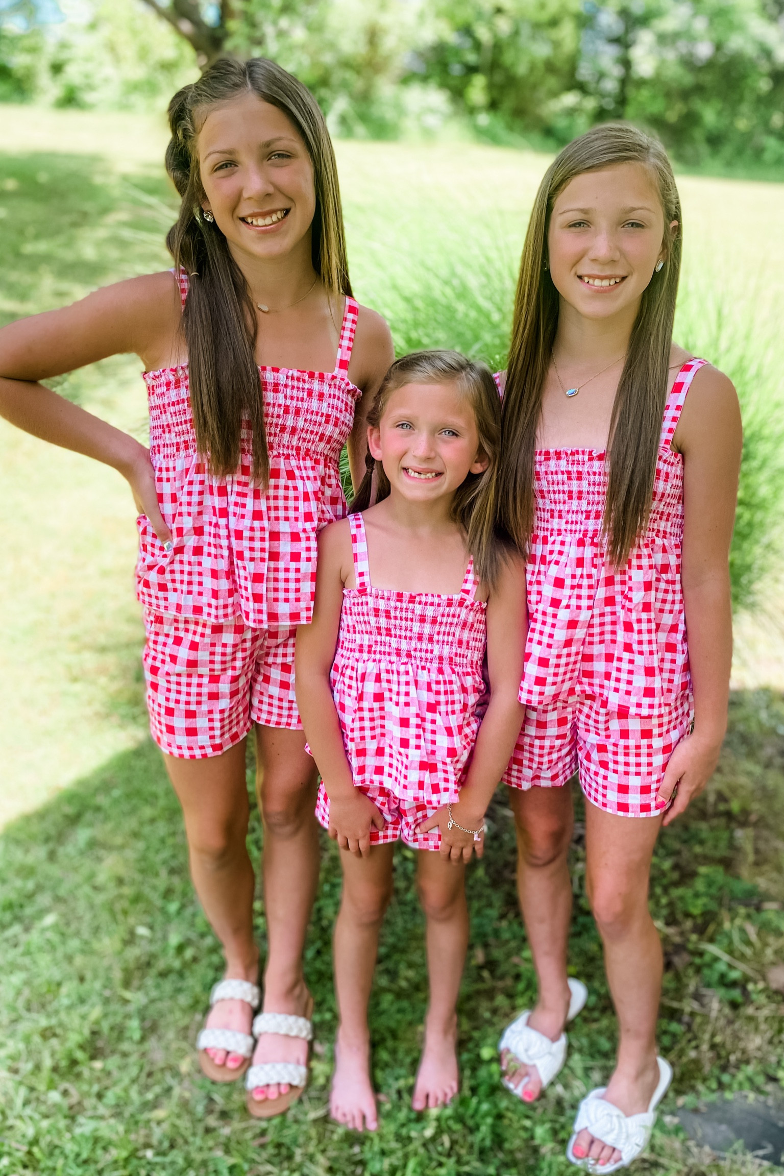 I love a good matching moment ❤️❤️❤️ outfits tan true to size. The older girls are wearing 10/12 - runs like a 12 
Little miss is wearing the 6/6x 
July 4th outfits - red gingham- matching- 

#LTKstyletip #LTKfit #LTKkids