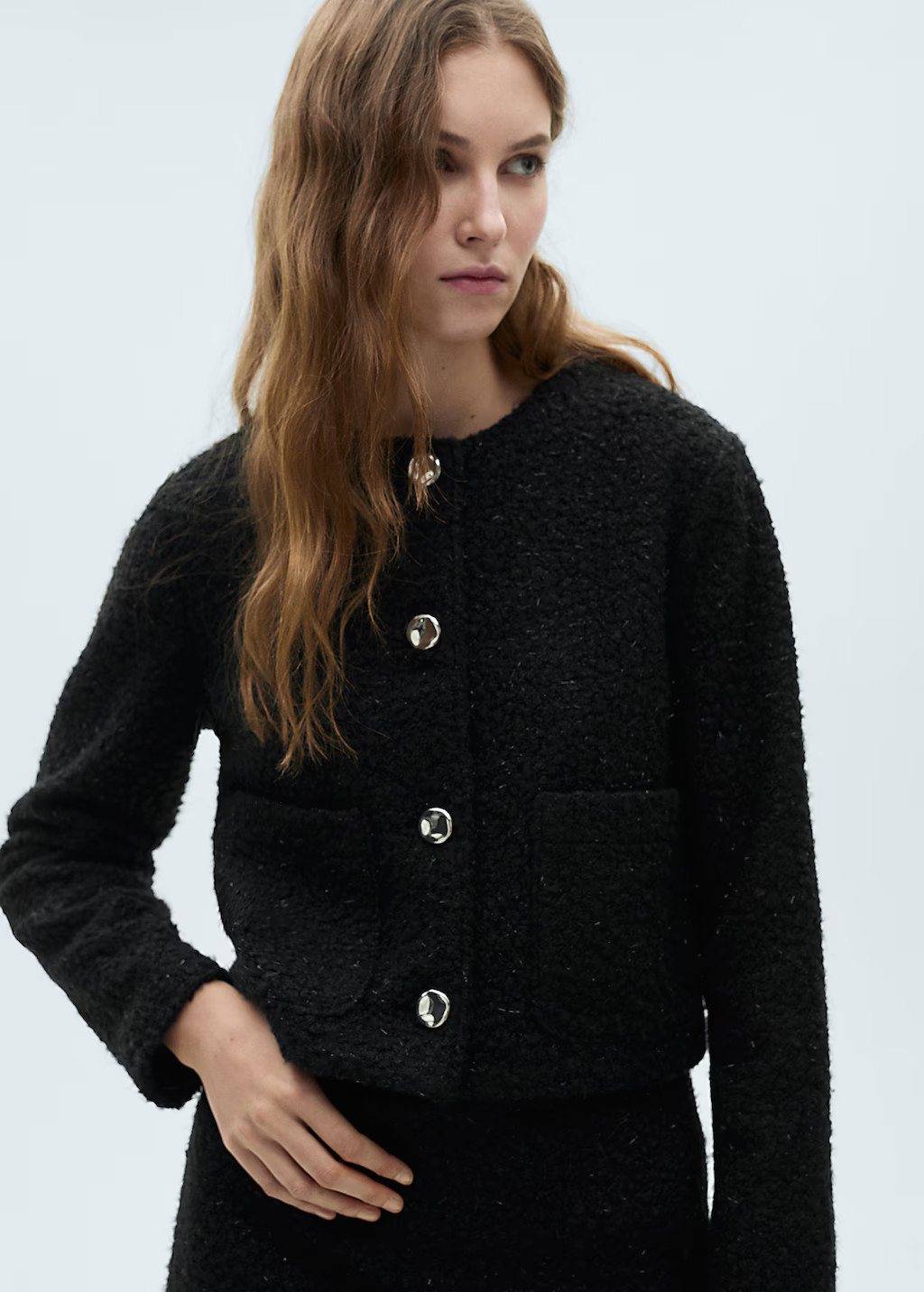 Shiny bouclé jacket - Women | MANGO USA | Mango (US/MX/AU)