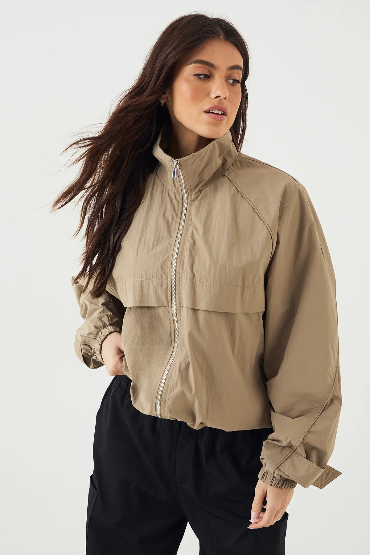 Jackets & Coats | DSGN Studio Nylon Zip Through Funnel Neck Track Jacket | DSGN Studio | boohoo (US & Canada)