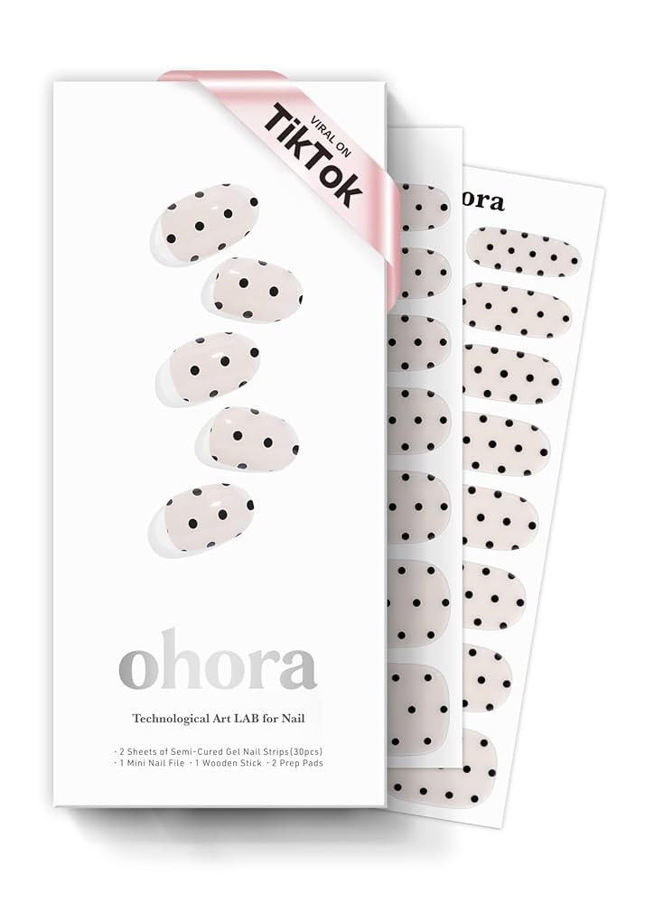 ohora Semi Cured Gel Nail Strips (N Polka Noir) - Salon-Quality, Long Lasting, Easy to Apply & Re... | Amazon (US)