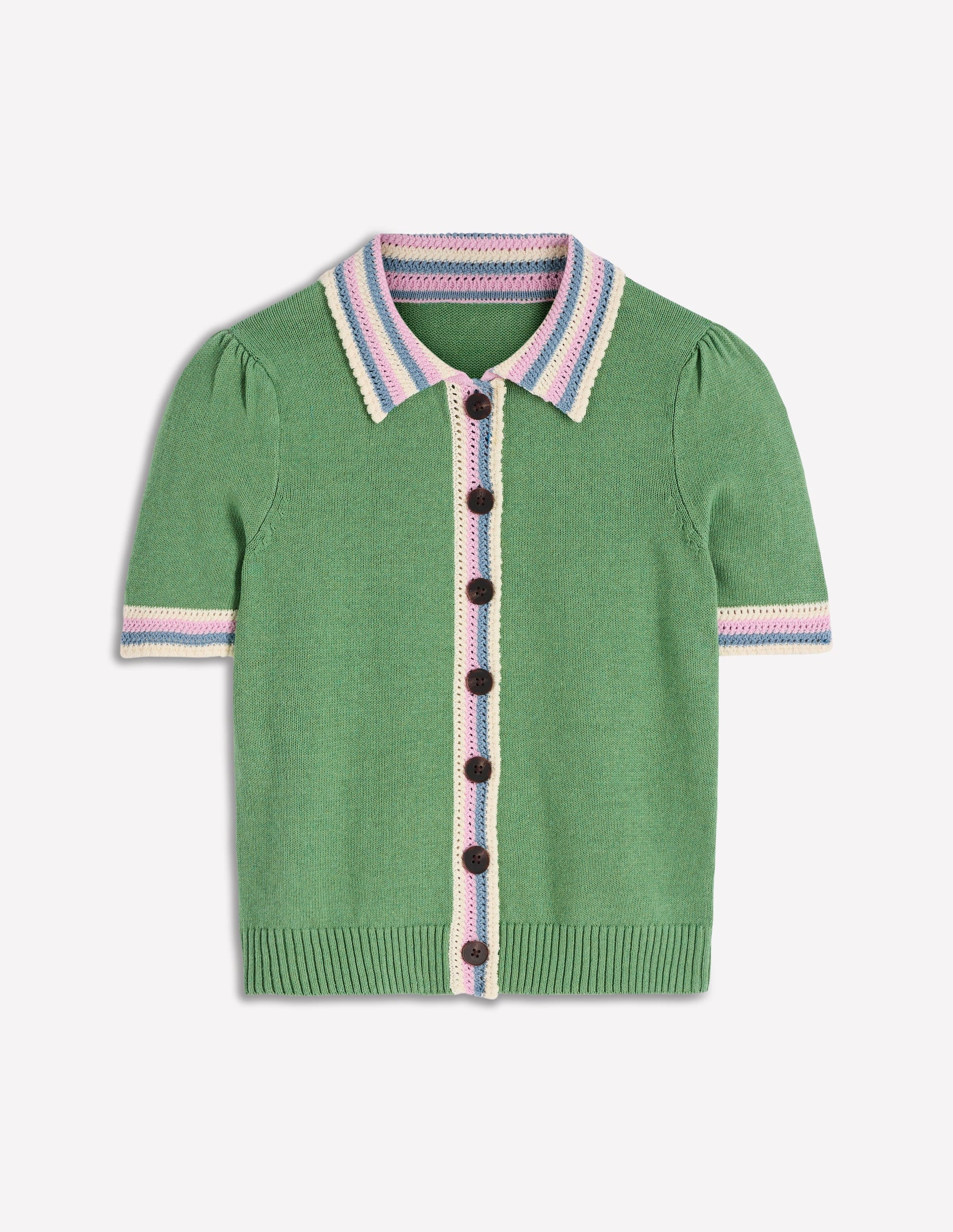 Saffron Crochet Trim Cardigan-Green | Boden (US)