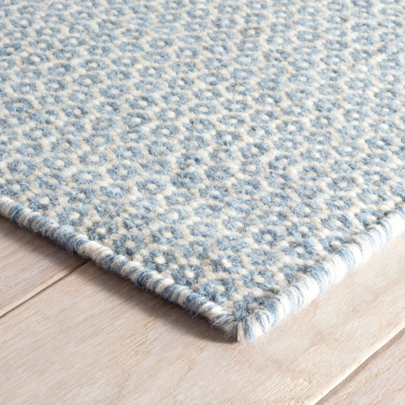 Honeycomb French Blue/Ivory Handwoven Wool Rug | Wayfair North America