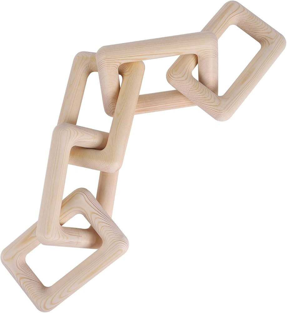 Hotfiary Wood Chain Link Decor Square Hand Carved Wood Knot Decor 5-Link Wood Chains Boho Decorat... | Amazon (US)