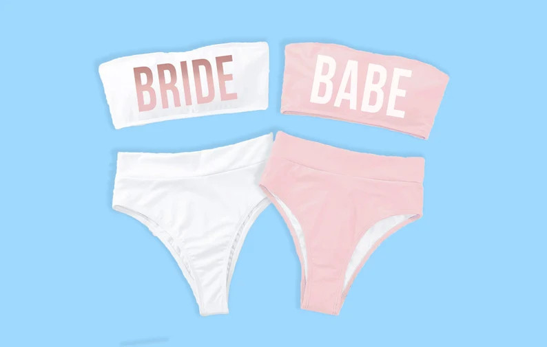 Bachelorette Swimsuits Bachelorette Tube Top Bikini. Pink - Etsy | Etsy (US)