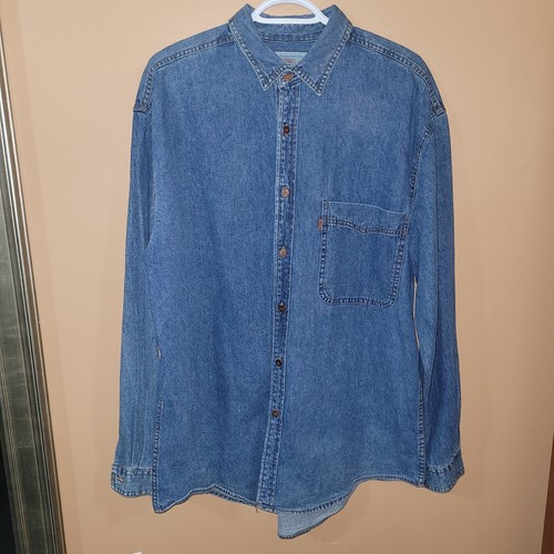 Vintage Levi's Orange Tab Denim Jean Work Chore Shirt Size Men's Large | eBay US