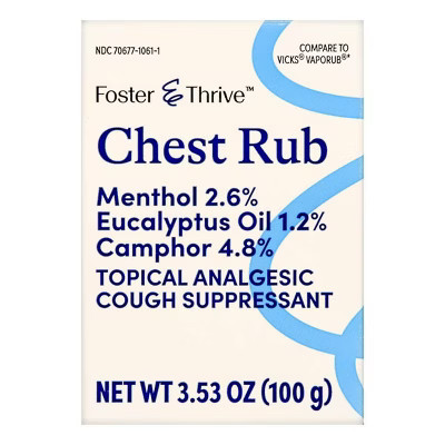 Foster & Thrive Chest Rub, Mentholated Topical Rub for Cough, Nasal Congestion & Comforting Vapors, 3.53 oz | Target