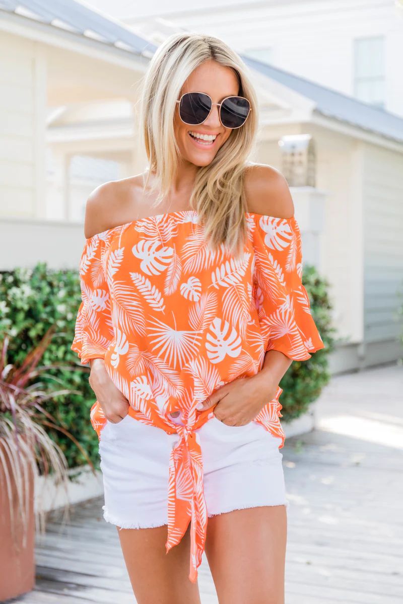 I Can See Forever Orange Printed Blouse FINAL SALE | The Pink Lily Boutique