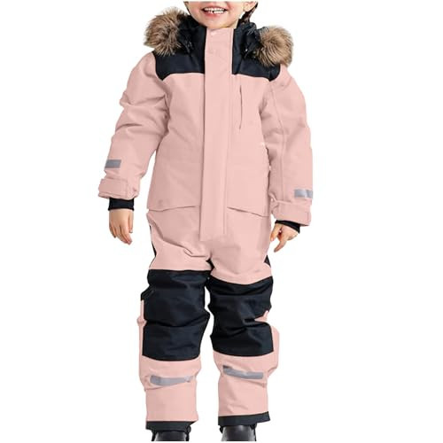 Snow Suits For Girls Kid'S One Piece Snowsuits Outdoor Waterproof Windproof Ski Suits Jumpsuit Fleece Warm Ski Outfit With Faux Fur Hood | Amazon (US)