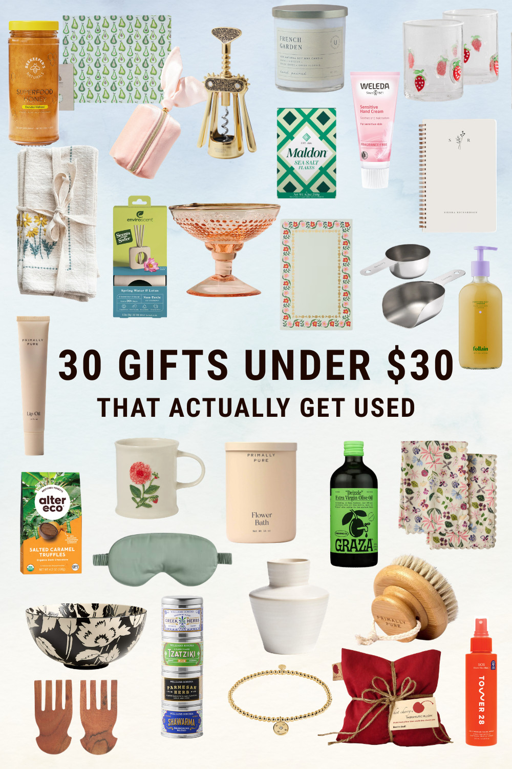 30 Practical Gifts Under $30 That Won’t Clutter the House 🎁 Tired of gifts that end up in a drawer? Here are 30 thoughtful, practical finds under $30 are actually useful featuring natural fabric linens, clean beauty essentials, reusable kitchen tools, and mom-approved everyday picks. Perfect for teacher appreciation, host gifts, birthdays, coworkers, or “just because.” No plastic junk, just quality pieces that get used daily. 

 