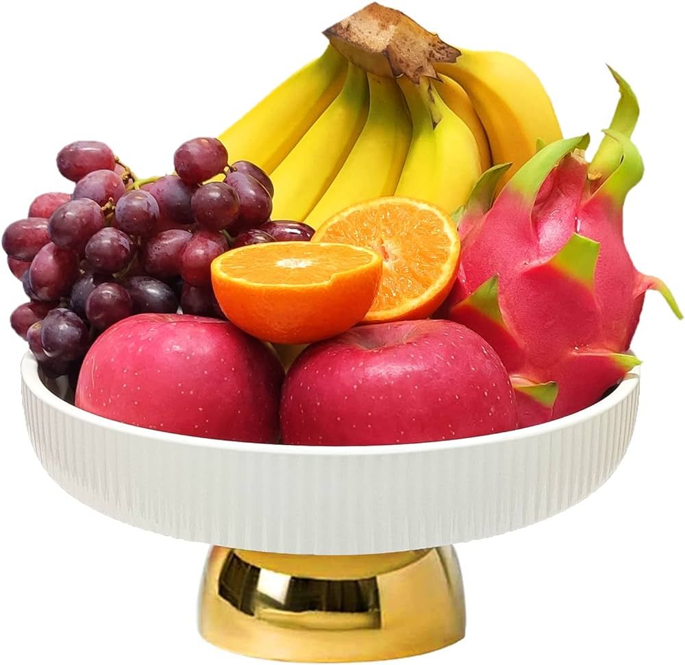 Ceramic Fruit Bowl,11-Inch Dinner Table and Tea Coffee Pedestal Tray,Elegant and Practical Bread ... | Amazon (US)