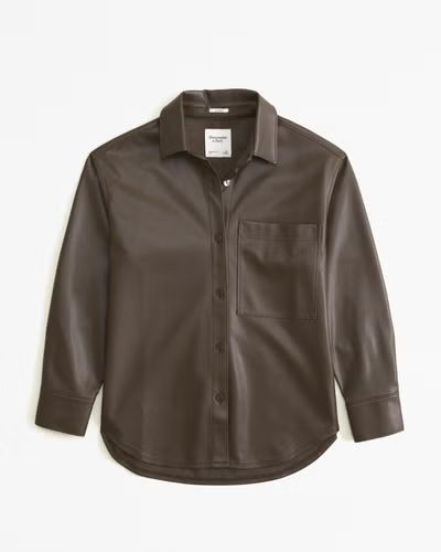 Oversized Vegan Leather Shirt | Abercrombie & Fitch (US)