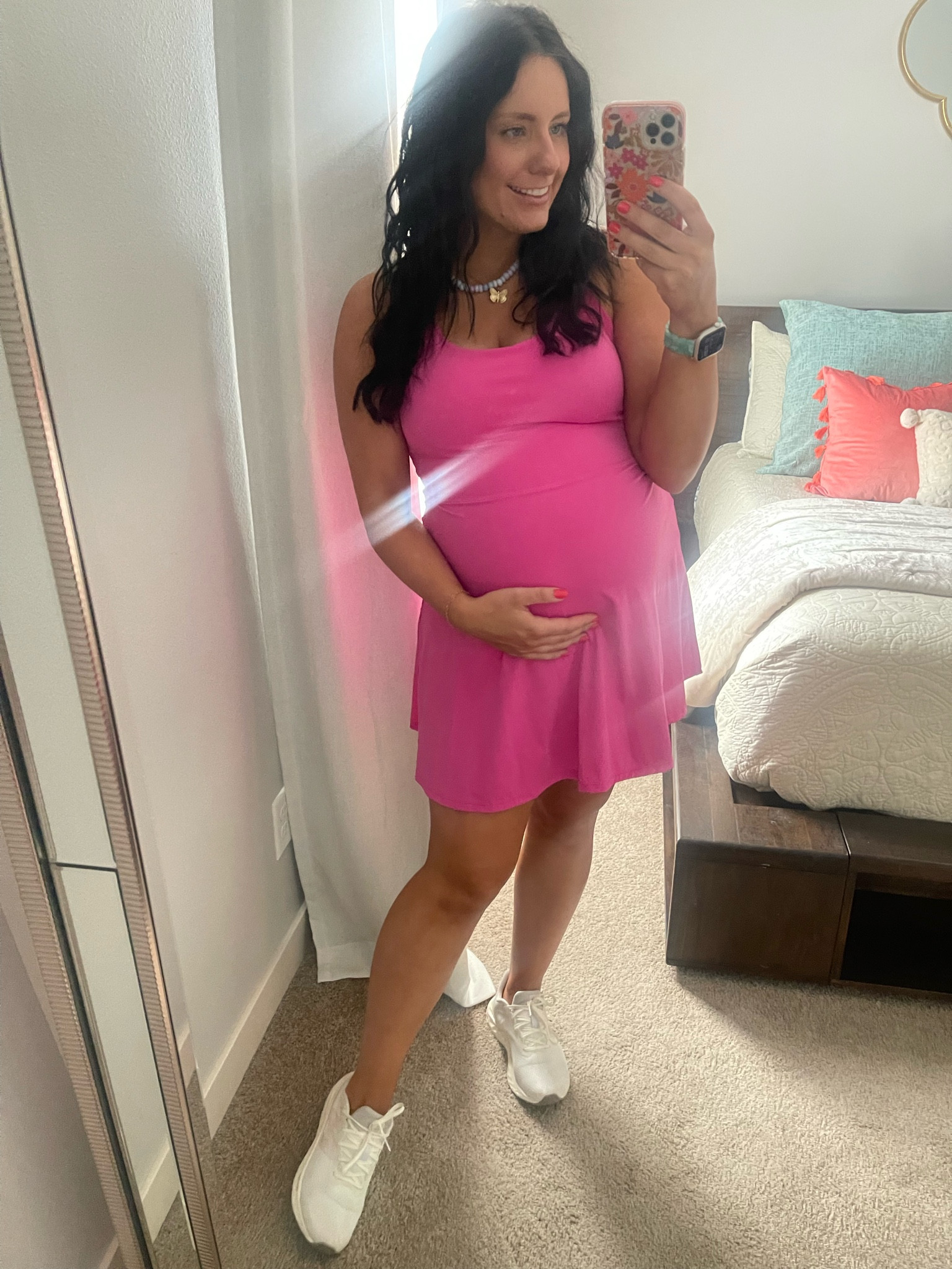 3rd trimester pregnancy outfit! Amazon athletic dress, perfect match color to Lululemon’s sonic pink!! 

#LTKSeasonal #LTKBump