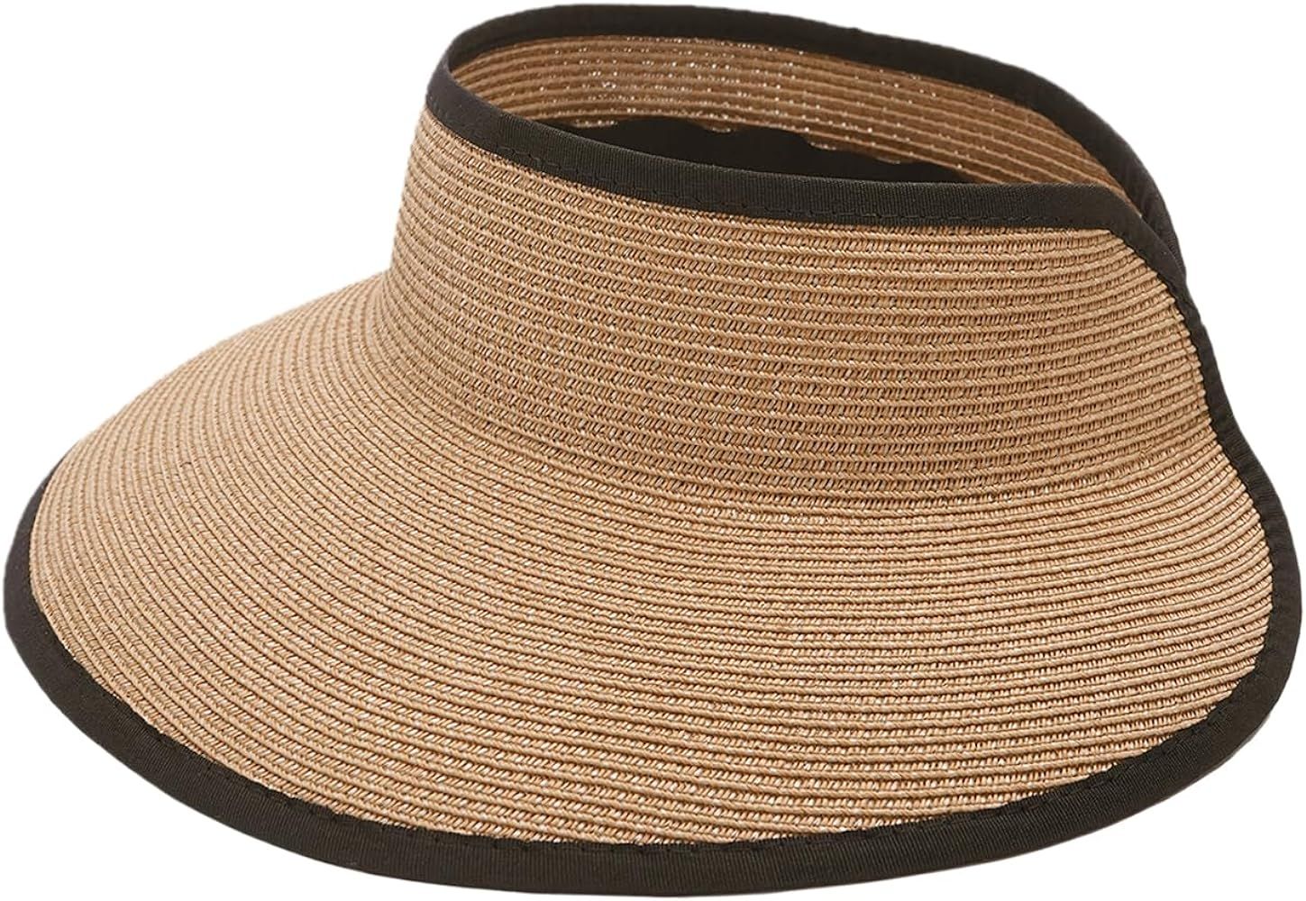 Joywant Sun Visor Hats for Women, Women's Summer Ponytail Foldable Straw Beach Hat with UPF 50+ | Amazon (US)