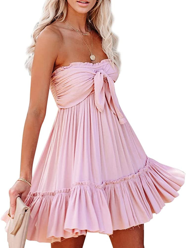 R.Vivimos Women's Summer Cotton Boho Beach Sleeveless Light Pink Dress Blush Pink Dress | Amazon (US)