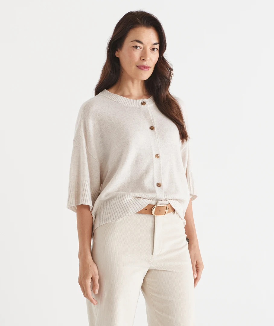 Knit Short Sleeve Relaxed Cardigan | Sussan