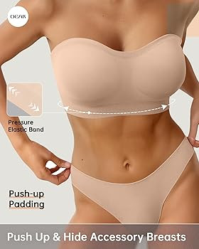 OEAK Strapless Bras for Women Wireless Bandeau Bra Non Slip Push Up Tube Top Seamless Bras Comfor... | Amazon (US)