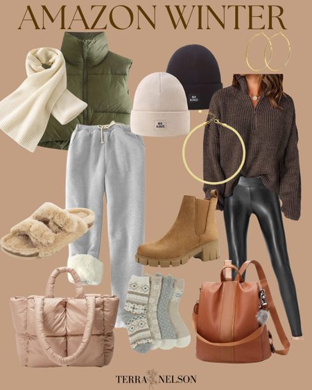 Casual outfit. Mom outfit. Mom style. Travel outfit. Everyday outfit. Ootd. Amazon finds, winter outfit, sweatpants, puffer vest, leather backpack, slippers, scarf, Chelsea boots, warm socks, gift ideas under $50 



#LTKSeasonal #LTKunder50 #LTKunder100