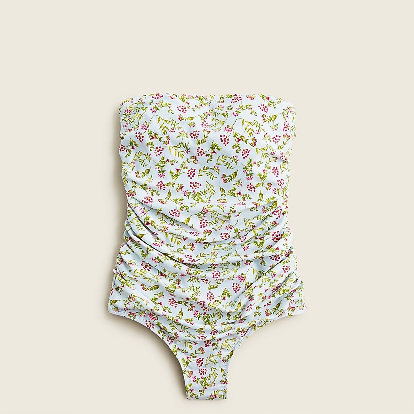 Ruched bandeau one-piece in cloud meadow floral | J. Crew US