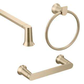 MOEN Genta 3-Piece Bath Hardware Set with 24 in. Towel Bar, Paper Holder and Towel Ring in Bronze... | The Home Depot