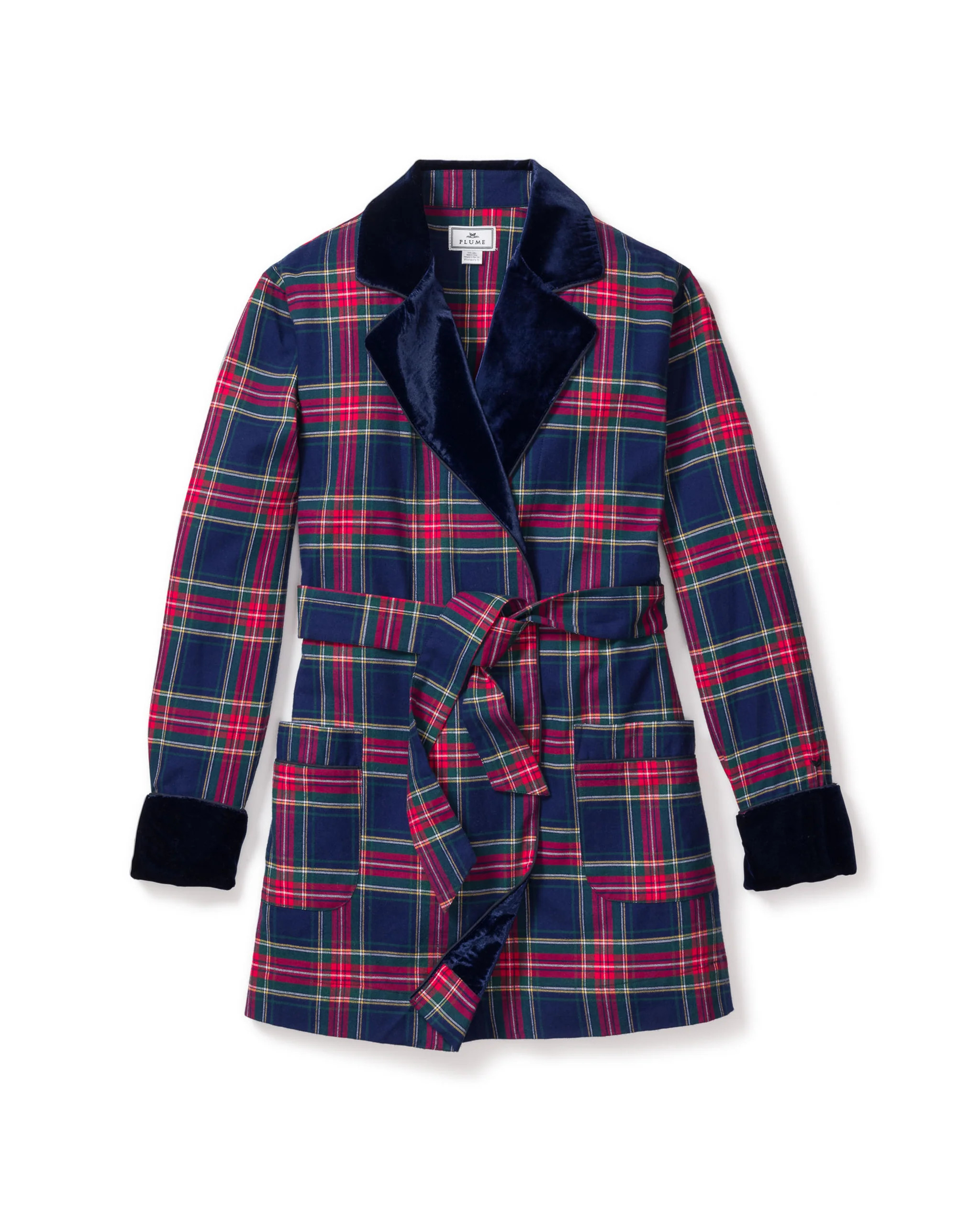 Women's Car Coat with Velvet Trim in Windsor Tartan | Petite Plume