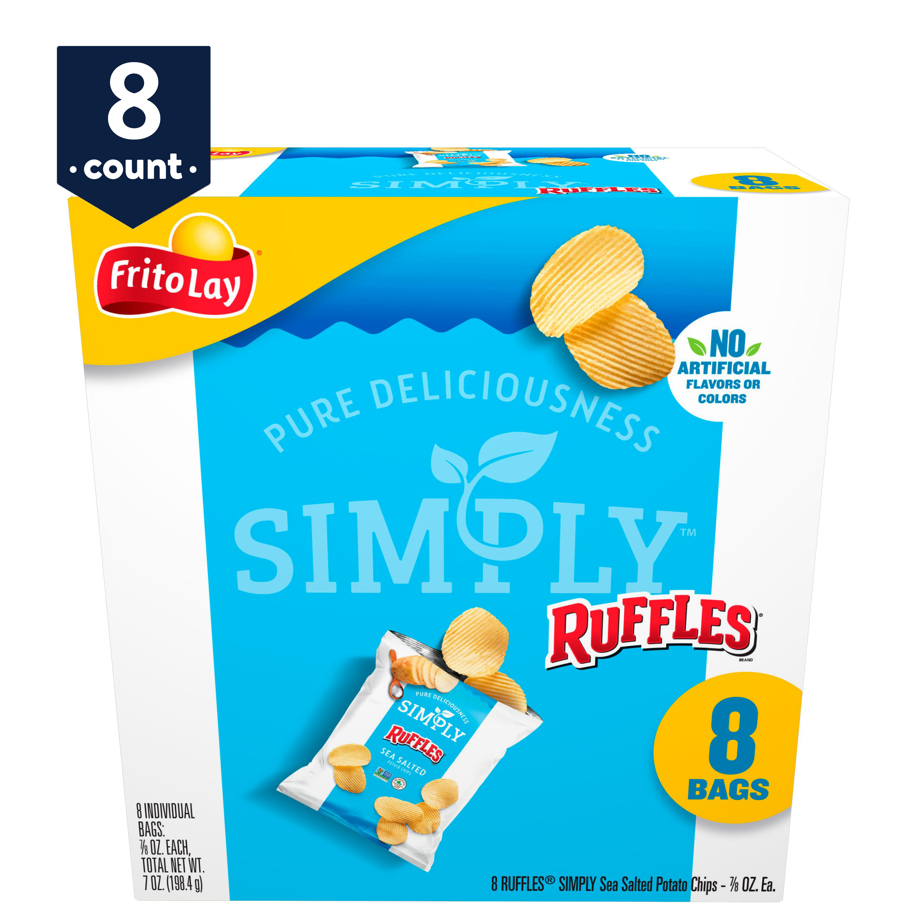 Ruffles Simply Potato Chips Sea Salted, 0.875 oz, 8 Count | Walmart (US)