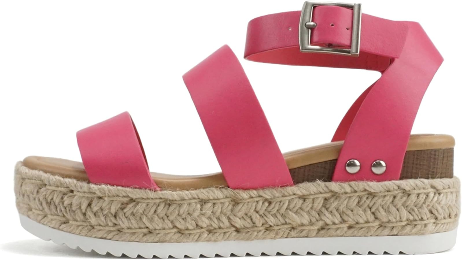 Soda Top Shoe Bryce Open Toe Buckle Ankle Strap Espadrilles Flatform Wedge Casual Sanda | Amazon (US)